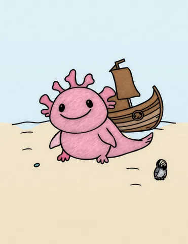 Picture 2 of the book Allan's Axolotl Friends, colored in
