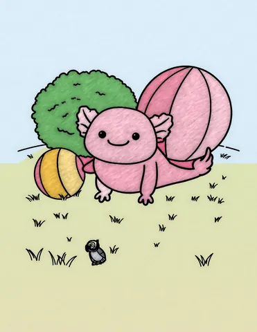 Picture 3 of the book Allan's Axolotl Friends, colored in