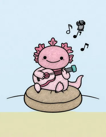 Picture 4 of the book Allan's Axolotl Friends, colored in