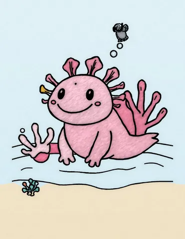 Picture 6 of the book Allan's Axolotl Friends, colored in