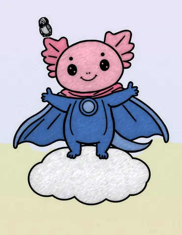 Picture 7 of the book Allan's Axolotl Friends, colored in