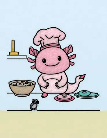 Picture 8 of the book Allan's Axolotl Friends, colored in