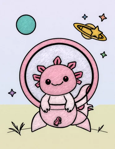 Picture 10 of the book Allan's Axolotl Friends, colored in
