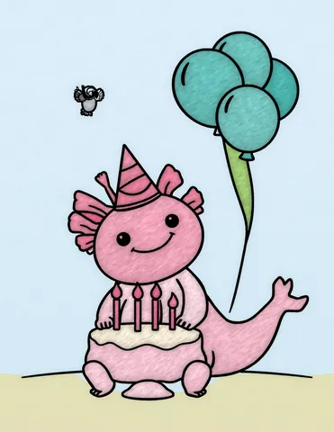Picture 12 of the book Allan's Axolotl Friends, colored in