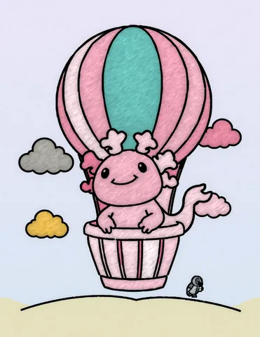 Picture 13 of the book Allan's Axolotl Friends, colored in