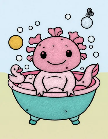 Picture 14 of the book Allan's Axolotl Friends, colored in