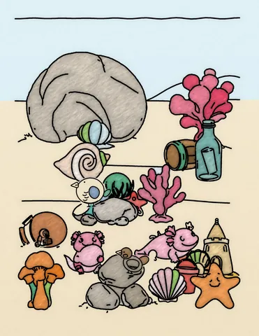 Picture 21 of the book Allan's Axolotl Friends, colored in