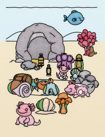 Picture 24 of the book Allan's Axolotl Friends, colored in
