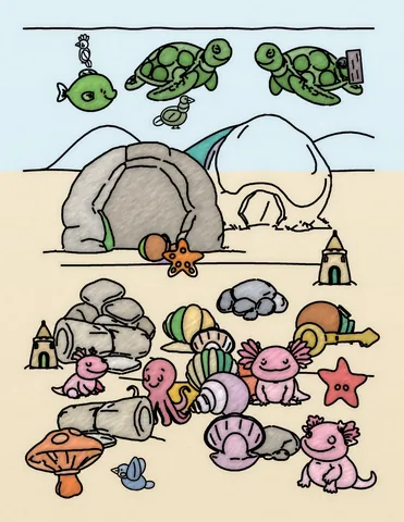 Picture 26 of the book Allan's Axolotl Friends, colored in