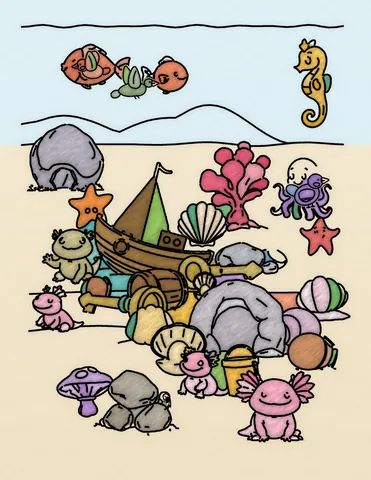 Picture 31 of the book Allan's Axolotl Friends, colored in